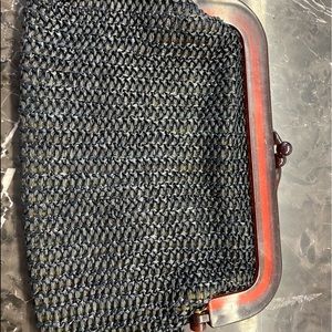Vintage black straw clutch